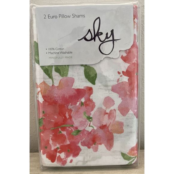 Sky Bedding Euro Pillow Shams Set of 2 Floral Blushing Hydrangea Collection Pink - Picture 1 of 6
